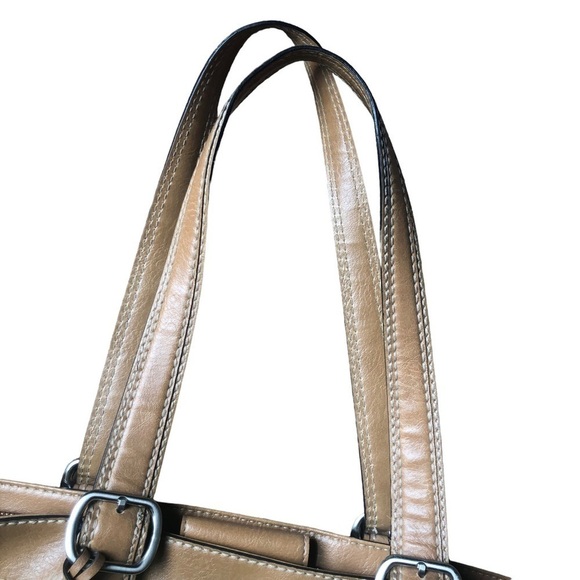 Fossil Marley Double Handle Shoulder Bag Shopper Yellow Canvas Leather 14X11 - Picture 8 of 14